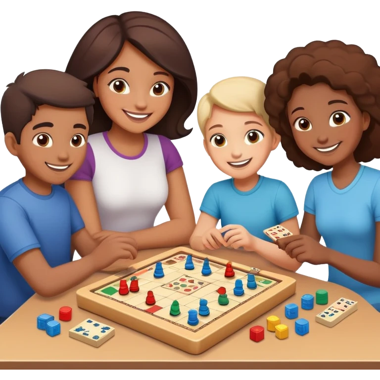 Family playing board games together at home emoji