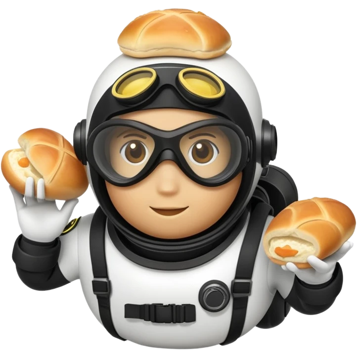 A dinner roll in scuba diving gear emoji