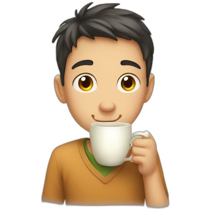 Boy taking a sip of tea sarcastically  emoji