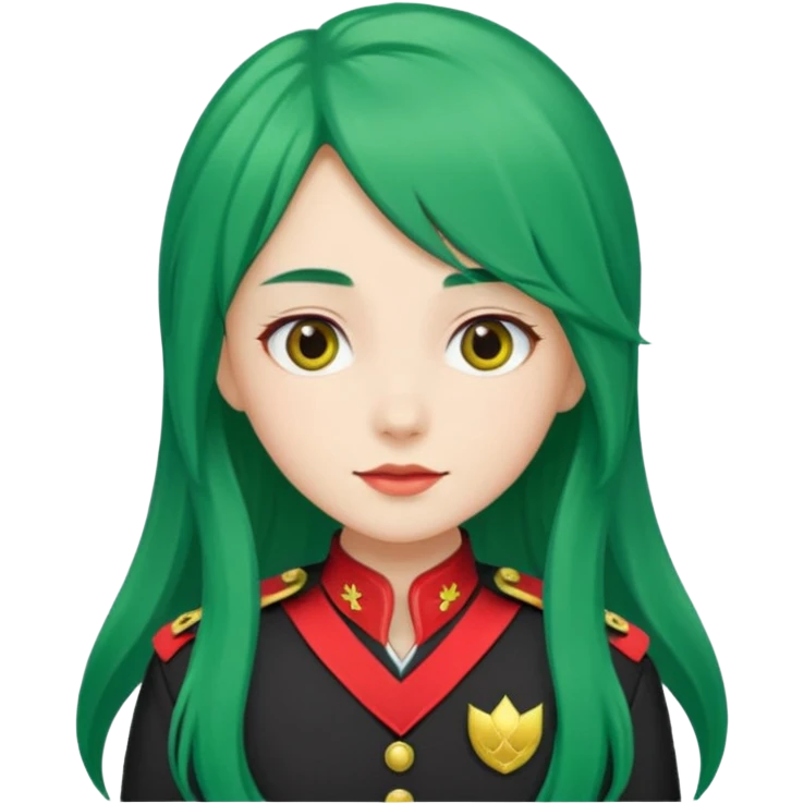 green haired scout girl with red uniform and long hair emoji