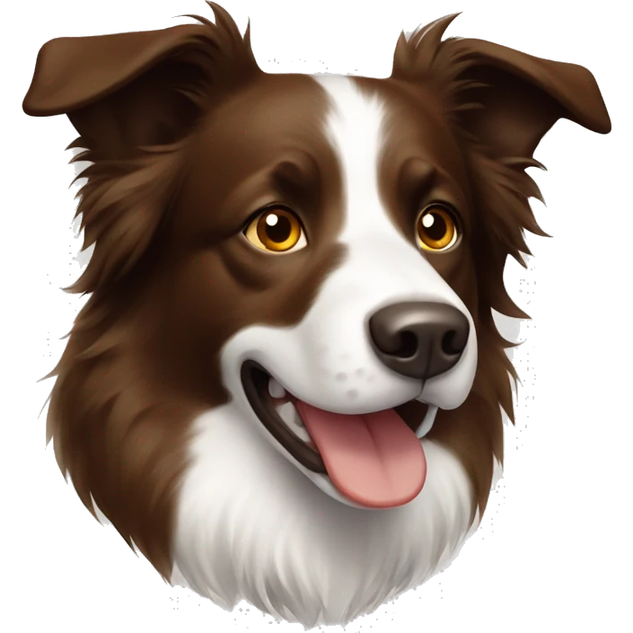 Brown and white border collie emoji