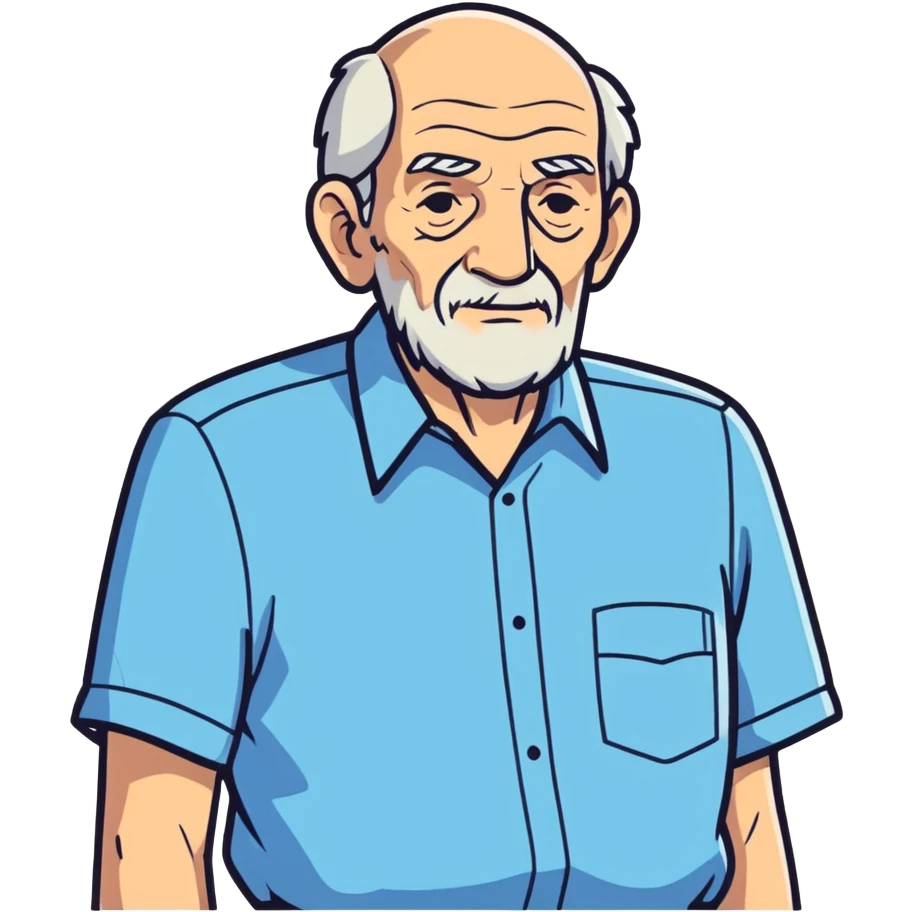 old man in blue shirt emoji