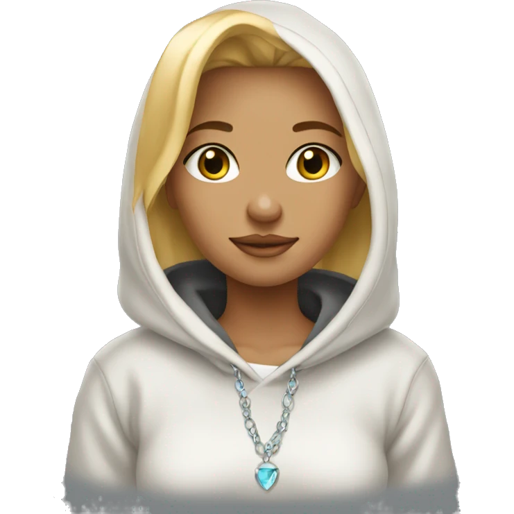 Blonde girl with big hoodie and gold jewerly emoji