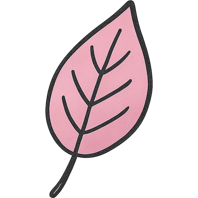 hand drawn outlined icon of a pink leaf, no fill, thick lines emoji