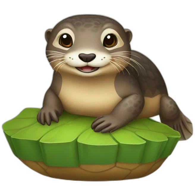 loutre sur une tortue emoji