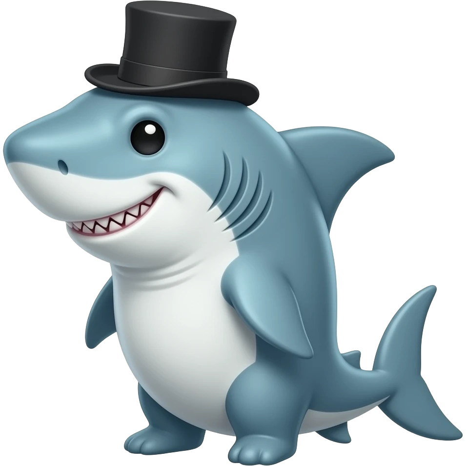 Shark with a top hat emoji