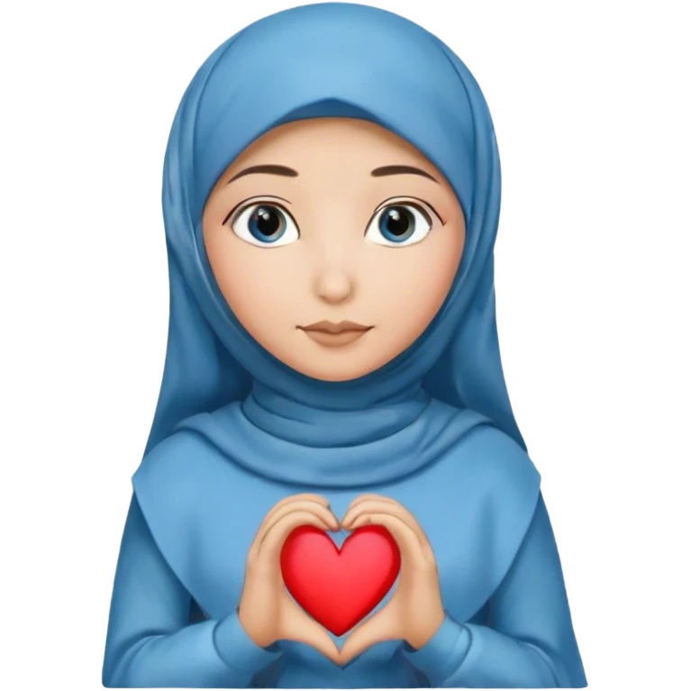 Turkish beautiful finish Konya girl blue eyes with hijab and long tail heart design dress emoji