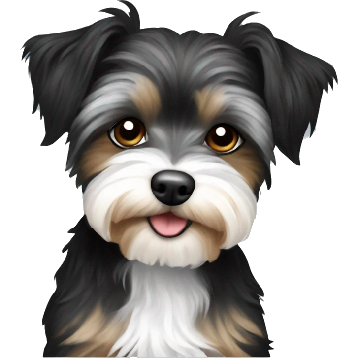 Black and white yorkiepoo emoji
