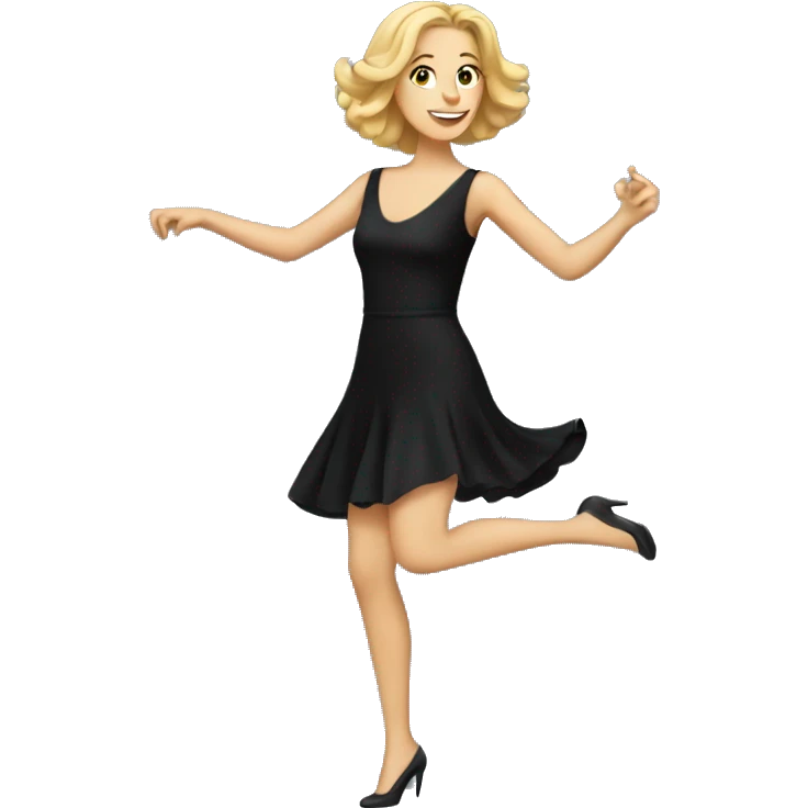 White woman black dress dancing emoji