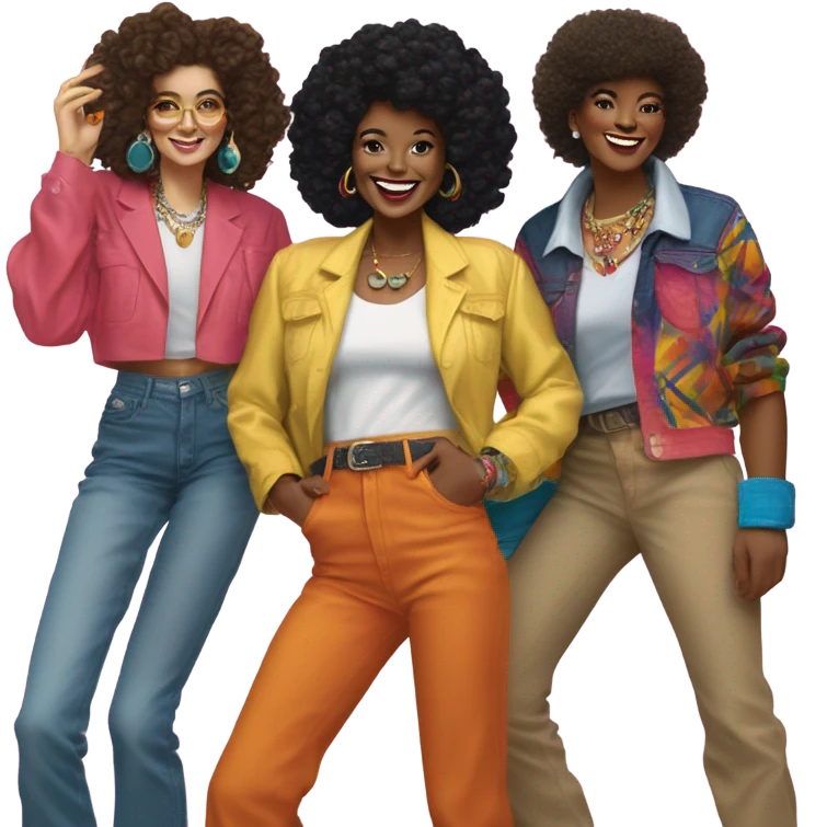 a group of friends from the 1980's emoji