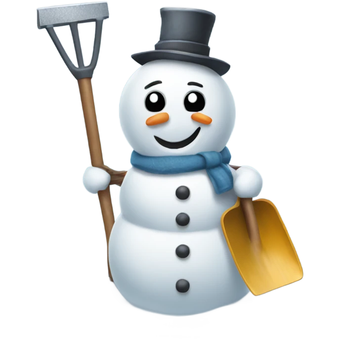 Snowman holding shovel  emoji