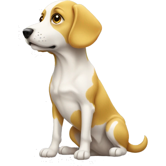 Dog yellow and a white spot  emoji