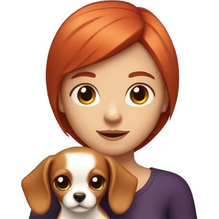 Girl with red hair holding a Chihuahua emoji