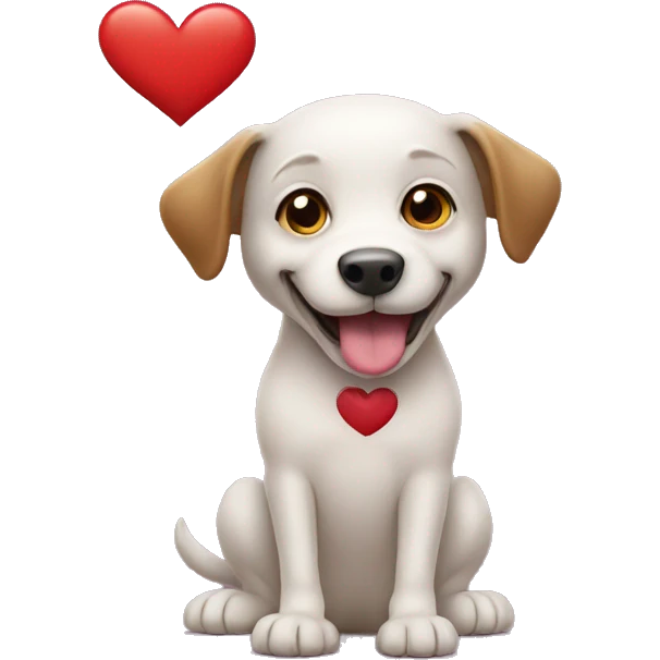 Dog holding up heart emoji