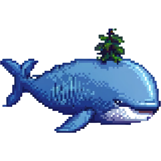 a blocky and retro whale, pixel art style emoji