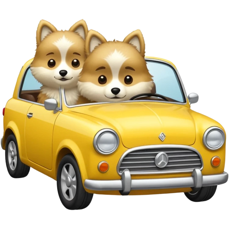 Haski in yellow car emoji