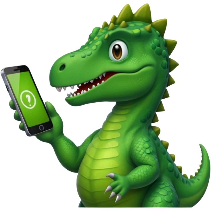 Dinosaur with phone emoji