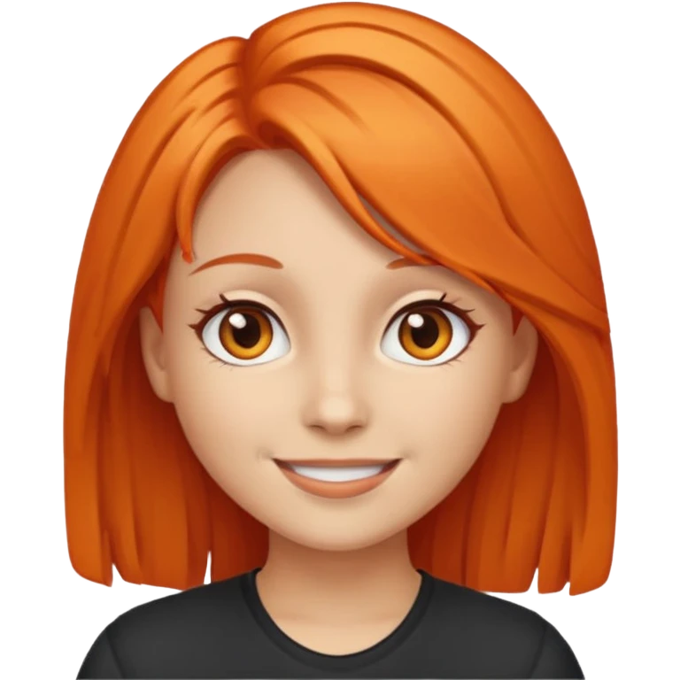 Emoji girl with orange hair and brown eyes emoji
