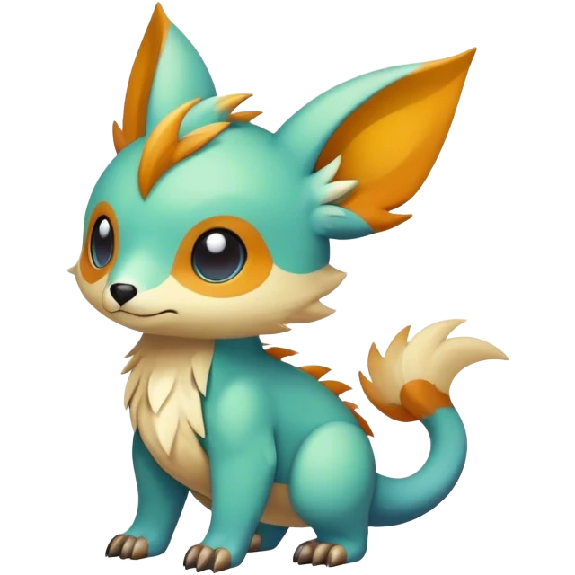 Cute cool colorful fantasy animal hybrid Fakemon full body emoji