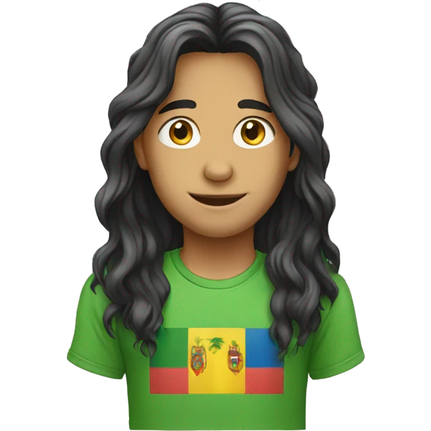 Long haired boy with Bolivia t-shirt emoji