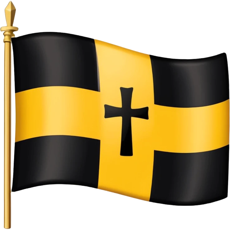 Each flag features a gold cross symbol, likely a Coptic cross, on a black and yellow background with horizontal stripes. 
 emoji