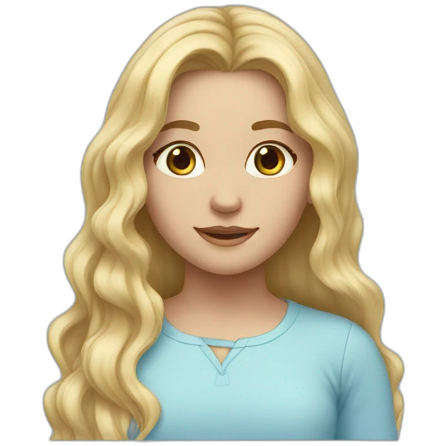 Girl with blonde long hair with her hair ends in pastel blue emoji