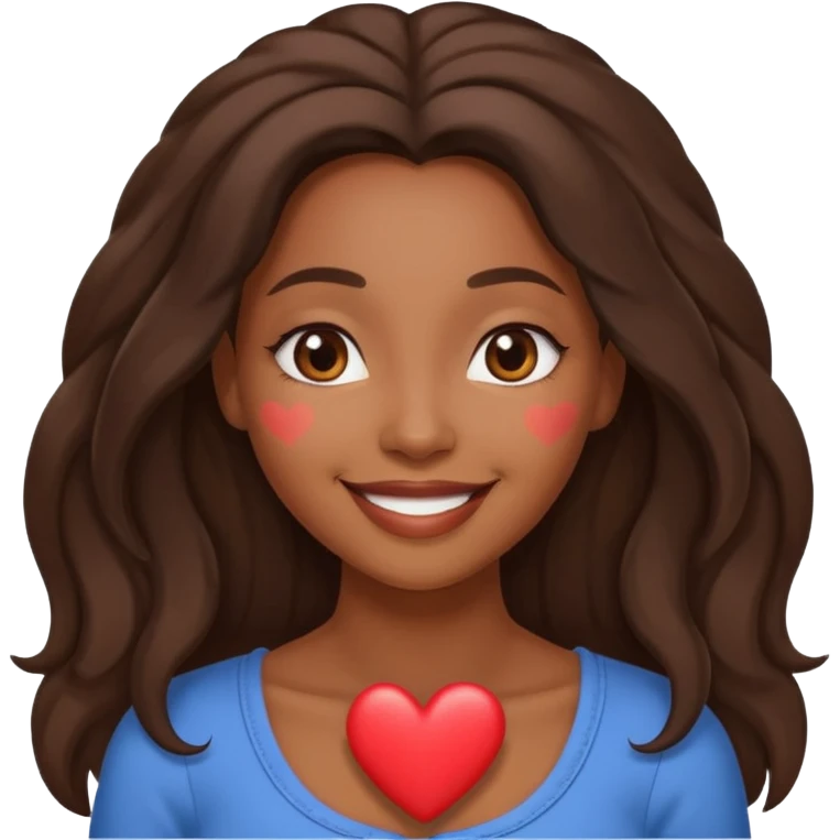 Cute African American woman with long hair,  heart eyes smiling emoji