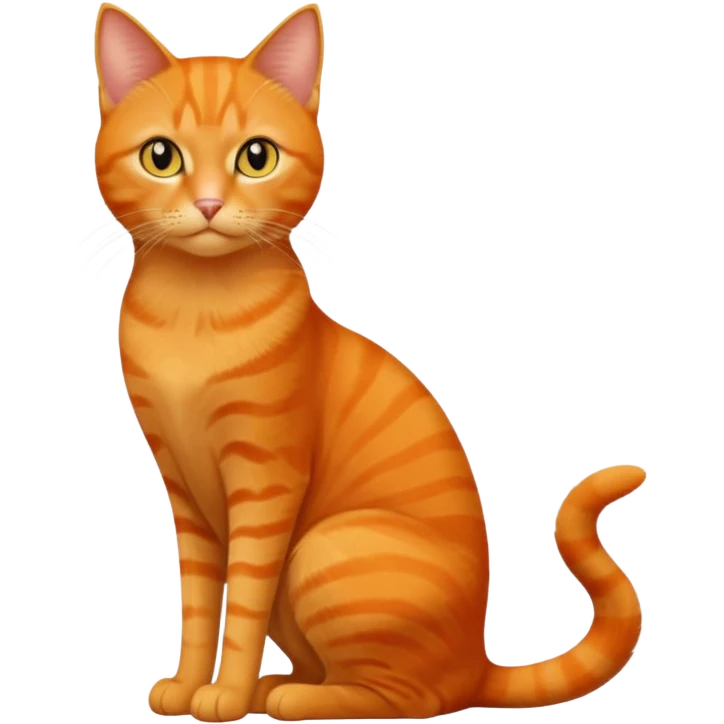 full body solid orange domestic shorthair slim cat with yellow/orange eyes sitting emoji