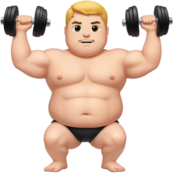 white žfat shirtless guy lifting dumbbell emoji