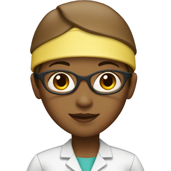 girl surgeon with cap and coat on yellow skin brown hair emoji