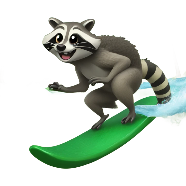 Raccoon surfing on an alligator  emoji