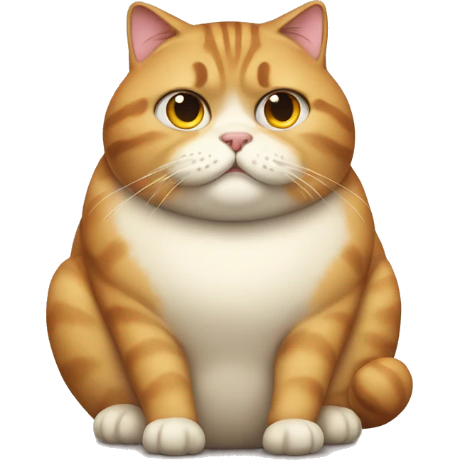 Fat cat sitting raising eyebrow emoji