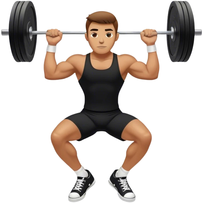 tanned guy black clothes white converse shoes clean and jerk exercise emoji