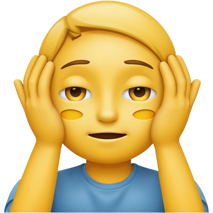 yellow emoticon with hands over eyes not smiling emoji