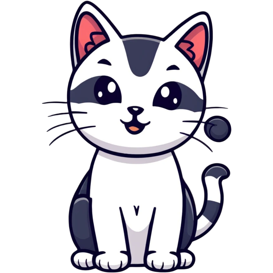 cat at a window with bold outline and cute expression emoji
