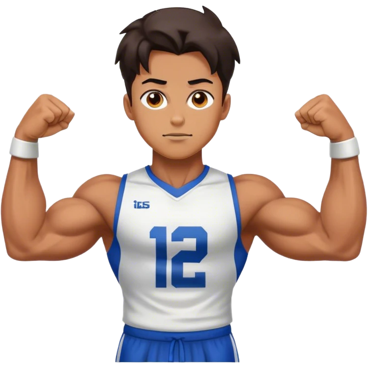 Levi wearing footy clothes and big muscles  emoji