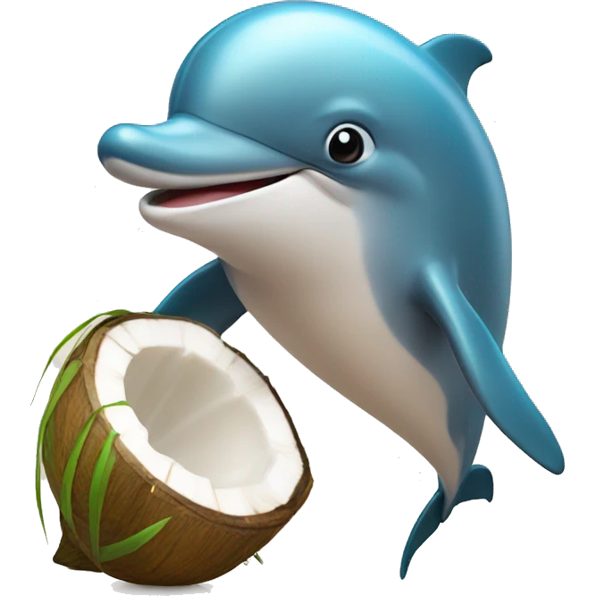 dolphin with coconut emoji