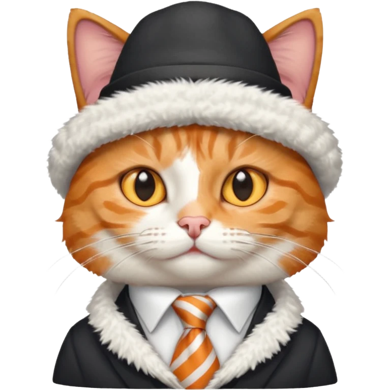 half body cat with ties and hat emoji