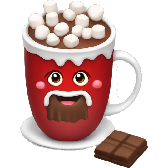 Hot chocolate with marshmallows Christmas red themed emoji