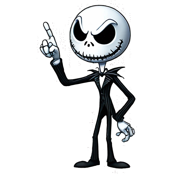 Angry Jack Skellington pointing with his finger emoji