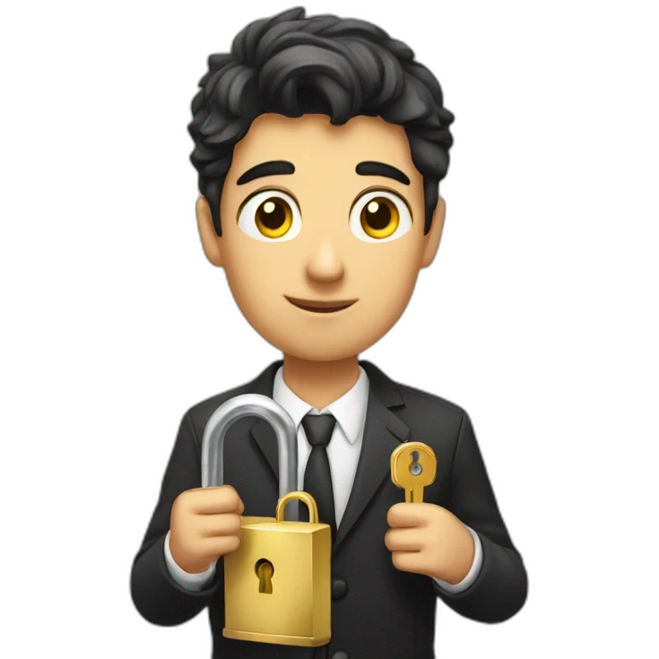 Classy young man struggling to get a key into a lock emoji