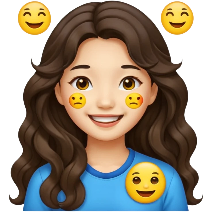 Asian girl with long wavy hair emoji emoji