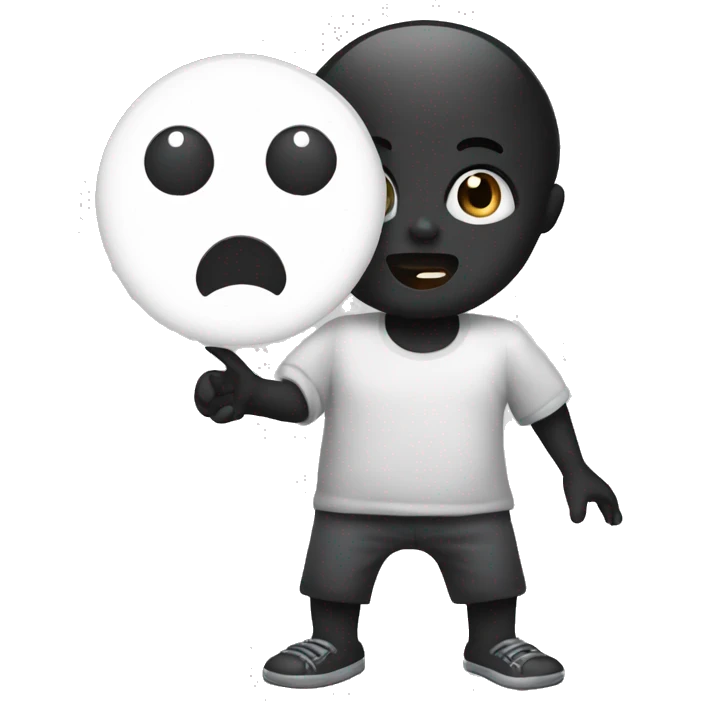black and white dot begging for food  emoji