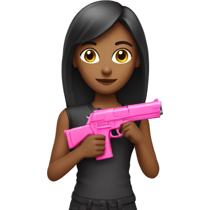 Girl holding pink gun emoji