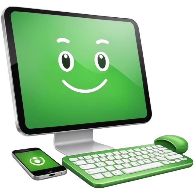 Un smartphone vert et un personal computer  emoji