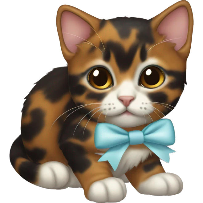 tortoiseshell kitten wearing white bow  emoji