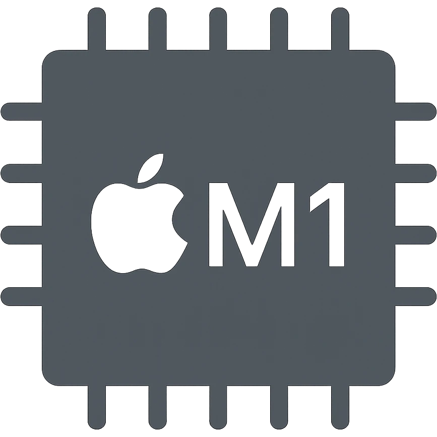 Apple Silicon chip, simplified, flat design, no text emoji
