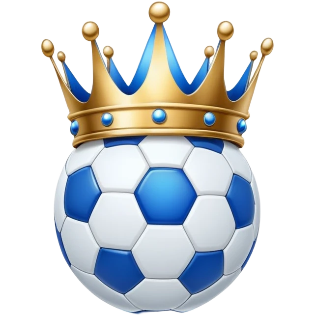 Blue crown on soccer ball emoji