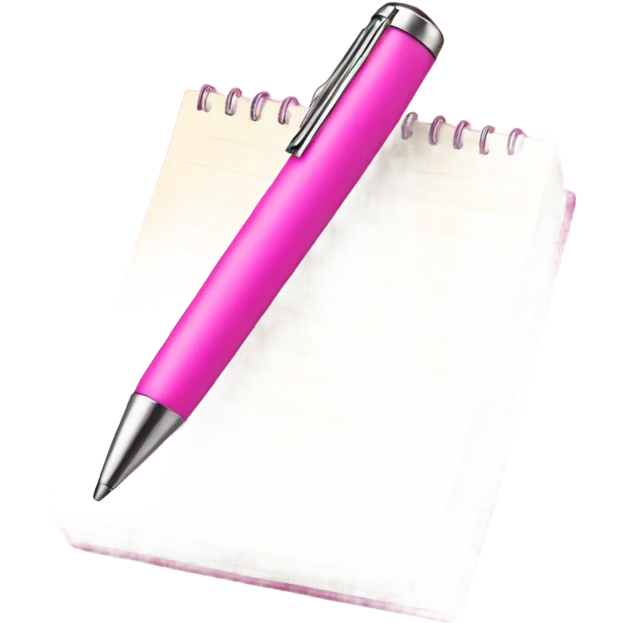 pink pen with notepad emoji