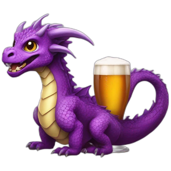 Dragon violet buvant bière emoji